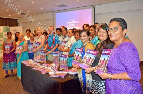 Australian High Commissioner John Feakes, with garland, is pictured with participants during the Fiji Women's Fund launch at the Holiday Inn in Suva on Friday, March 9. Picture: JONACANI LALAKOBAU