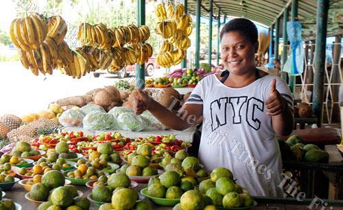 Luisa Radinivuya, a market vendor at the Bailey Bridge market at her stall yesterday. Picture: ATU RASEA