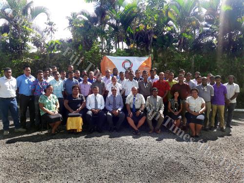 Land Transport Authority chairperson Vijay Maharaj (seated fourth from left) with the newly-inducted enforcement officers. Picture: SUPPLIED