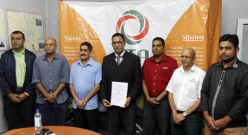 Representatives of the five companies contracted by LTA as authorised motor vehicle inspection agencies, pictured with board chairperson Vijay Maharaj after the signing. Picture: ATU RASEA