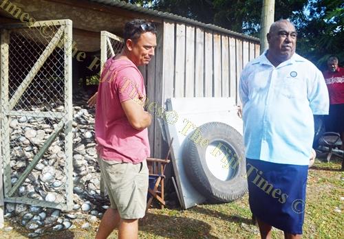 J Hunter Pearl owner Justin Hunter with Minister for Fisheries Semi Koroilavesau in Savusavu yesterday. Picture: LUISA QIOLEVU