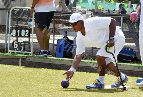 Semesa Naiseruvati in action at the Nadi Sports and Social Club greens yesterday. Picture: BALJEET SINGH