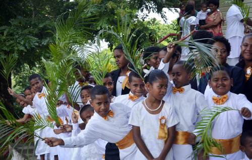 Children of Natokowaqa celebrate Palm Sunday. Picture: BALJEET SINGH