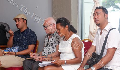 From left: Fijian designer Michael Mausio, Fiji Fashion Week (FJFW) ambassador Nicholas Huxley and FJFW2018 show producer, FJFW managing director Ellen Whippy Knight and FJFW2018 event stylist Neil Foon. Picture: FOTOFUSION