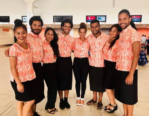 The Vou dance group at the Nadi International airport before their departure this today. Picture: SUPPLIED