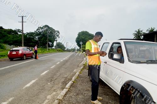 LTA officers during the traffic operation during the Easter weekend in Labasa. Picture: SERAFINA SILAITOGA