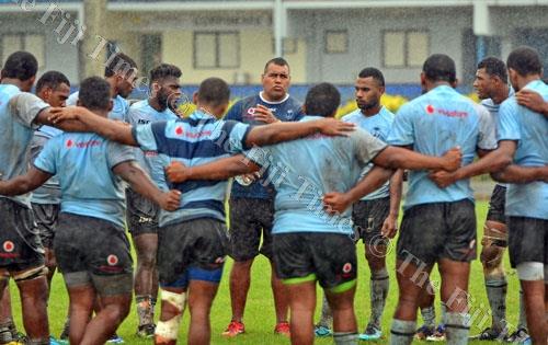 Fiji U20 coach, Koli Sewabu with his players during a training session. Picture: JONACANI LALAKOBAU