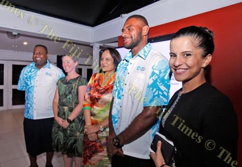 Fiji Sevens Olympian and Wolbachia champion Jasa Veremalua (2nd from right) at the World Mosquito Program launch in Suva on March 21. Picture: ELIKI NUKUTABU