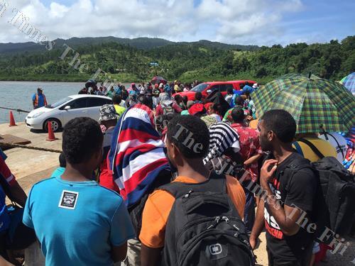 Passengers wait at the Nabouwalu Jetty to find out if they were among those to board the boat. Failing that, they had to return to Savusavu or Labasa. Picture: ANA MADIGIBULI