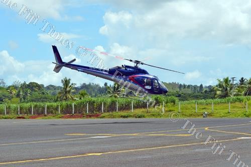 A helicopter lifts off from Labasa Airport at Waiqele outside Labasa Town. Picture: LUKE RAWALAI