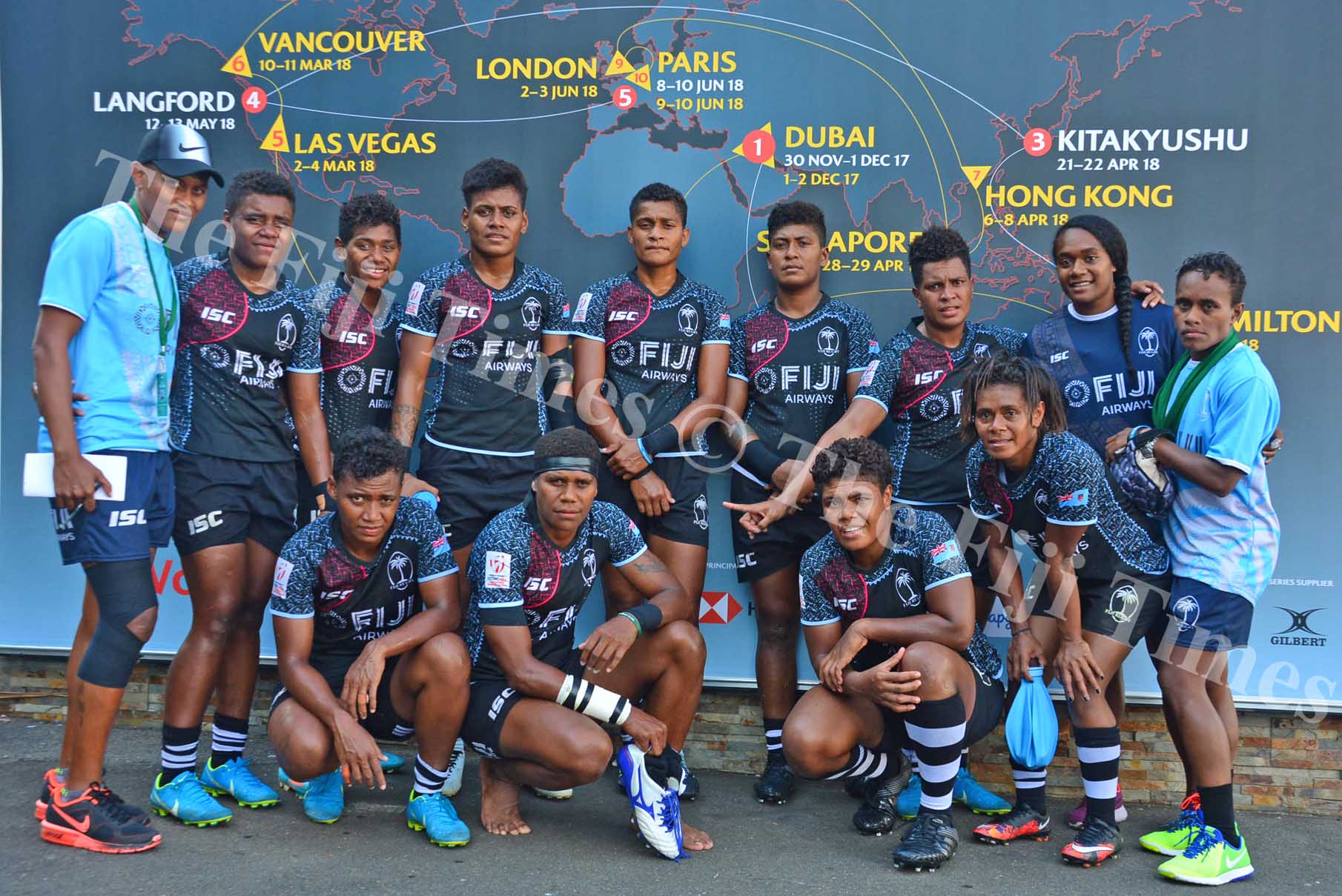 Fiji Aiways Fijiana players during the second day of the HSBC World Sevens Series Sydney 7s tournament at the Allianz Stadium on Saturday, January 27, 2018. Picture-JONACANI LALAKOBAU