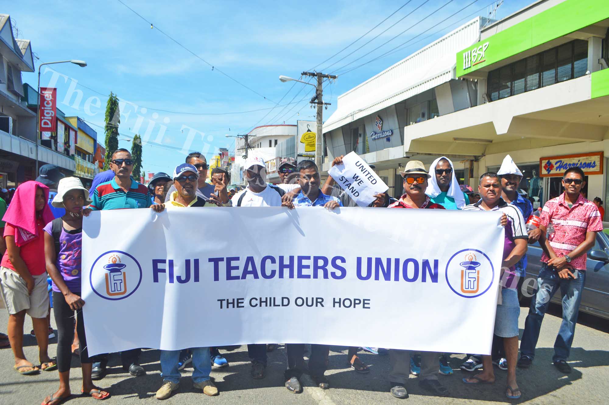 Members of the Fiji Teachers Union during the march in Nadi. Picture: SHAYAL DEVI