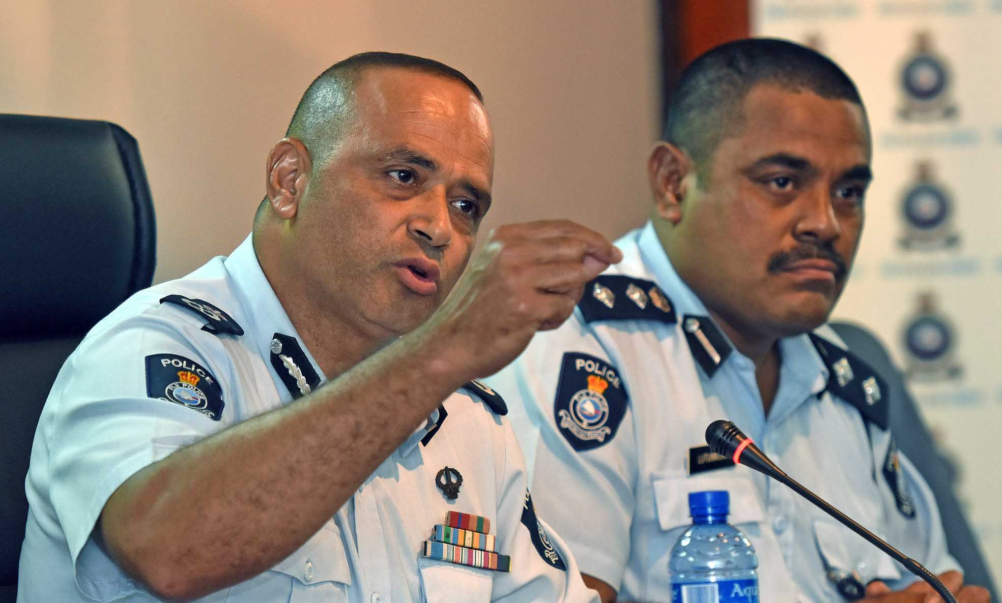 Police commissioner Sitiveni Qiliho (left) and SSP Aporosa Lutunauga during the press conference on police crime stats of 2017. Picture: RAMA