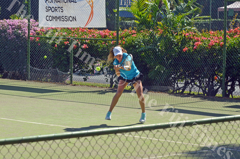Saoirse Breen competes in the Fiji Open Tennis Championship in Nadi. Picture: REINAL CHAND