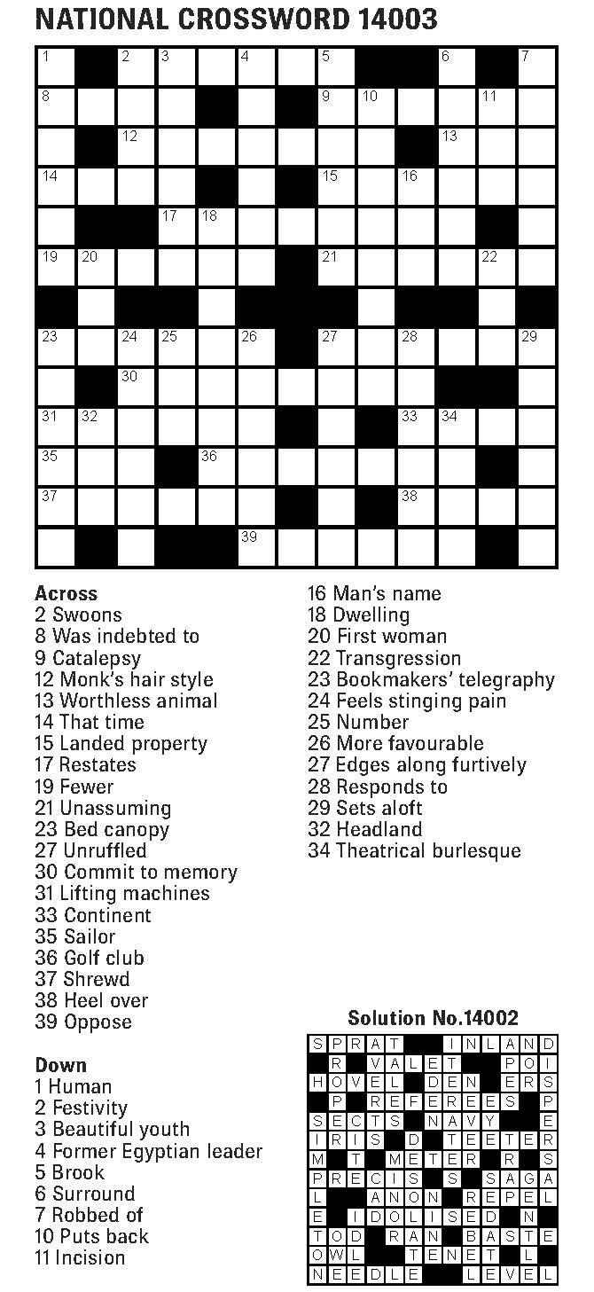 Crossword 20th February 2019 The Fiji Times