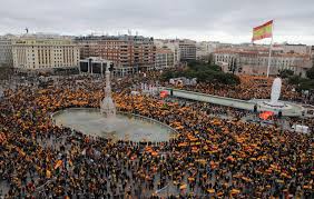 Madrid demonstrators reject government's Catalonia policy