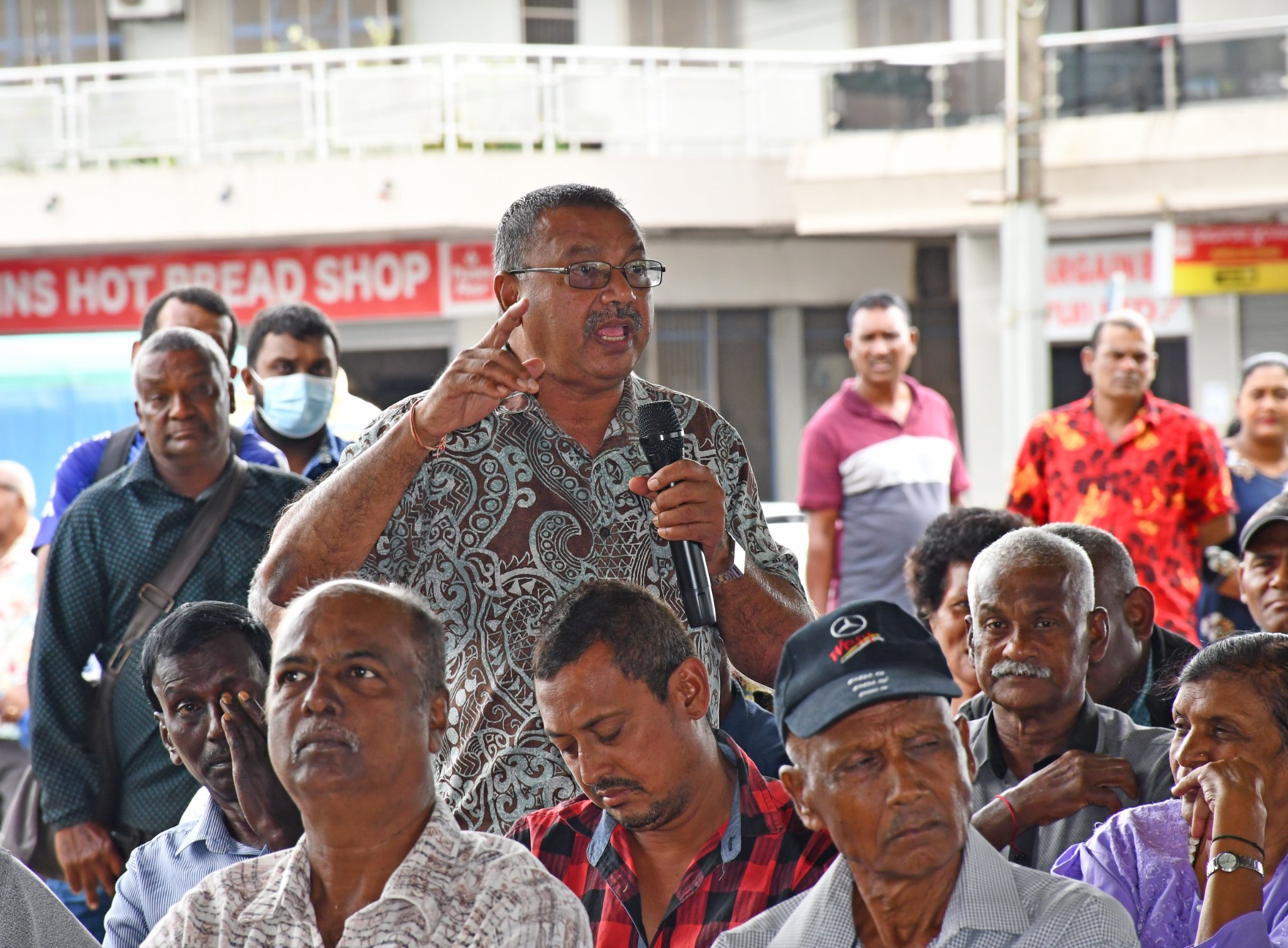 Businessman George Shiu Raj speaks at the 2022-2023 National Budget Consultations in Rakiraki. Picture: FIJIAN GOVERNMENT