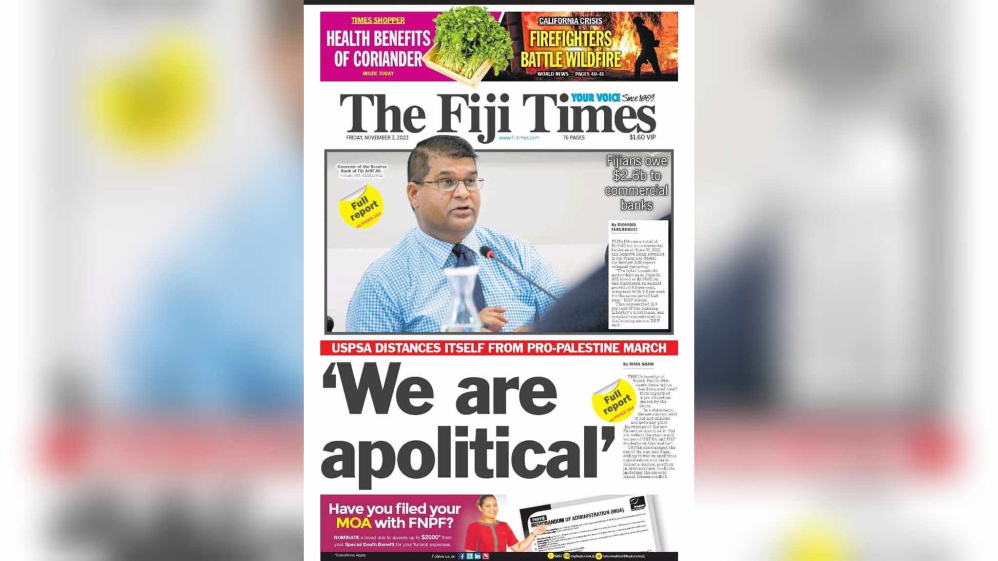 From the Editor-in-Chief’s desk: Your November 4 briefing - The Fiji Times
