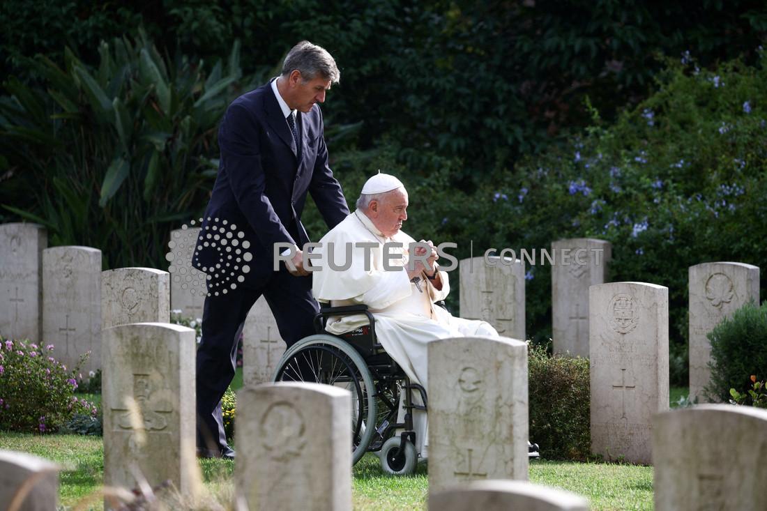 Pope, on visit to military cemetery, says there are no real winners in war  - The Fiji Times
