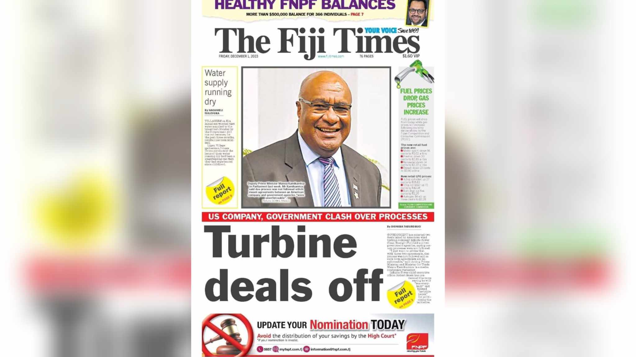 From the Editor-in-Chief’s desk: Your December 1 briefing - The Fiji Times