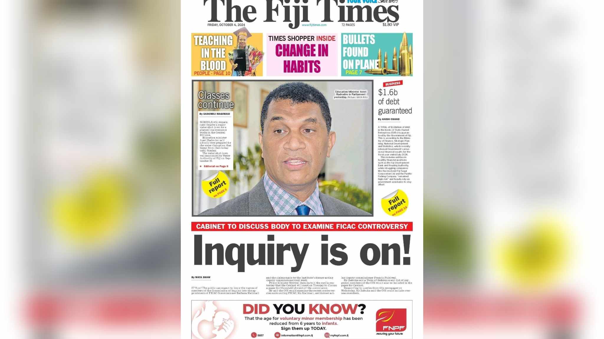 From the Editor-in-Chief’s desk: Your October 4 briefing – The Fiji Times From the Editor-in-Chief’s desk: Your October 4 briefing – The Fiji Times