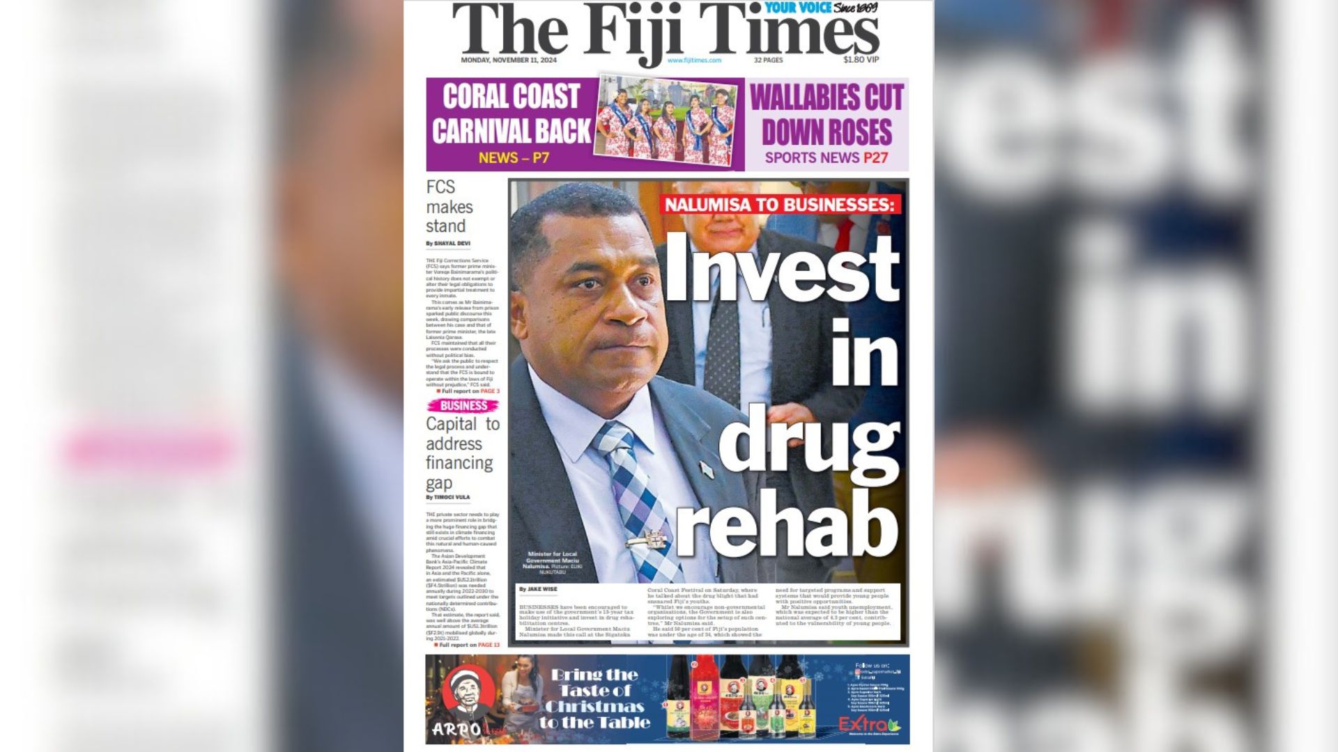 From the Editor in Chief’s desk November 11, 2024 The Fiji Times