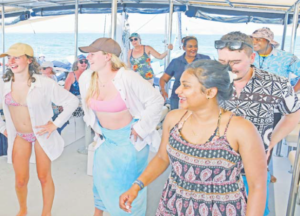 Passengers dance to a number on board South Sea vessel Sabre. Picture: BALJEET SINGH