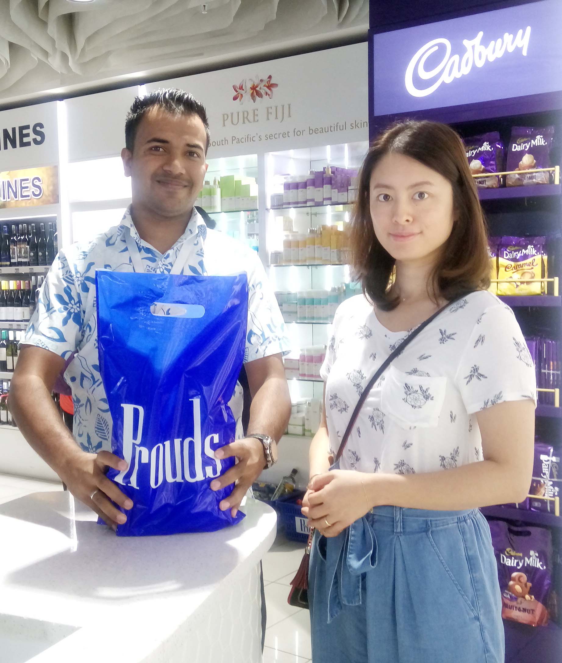 A Japanese tourist shops at Prouds Duty Free Stores Nadi Airport after arriving from Narita. Photo: Shalendra Prasad