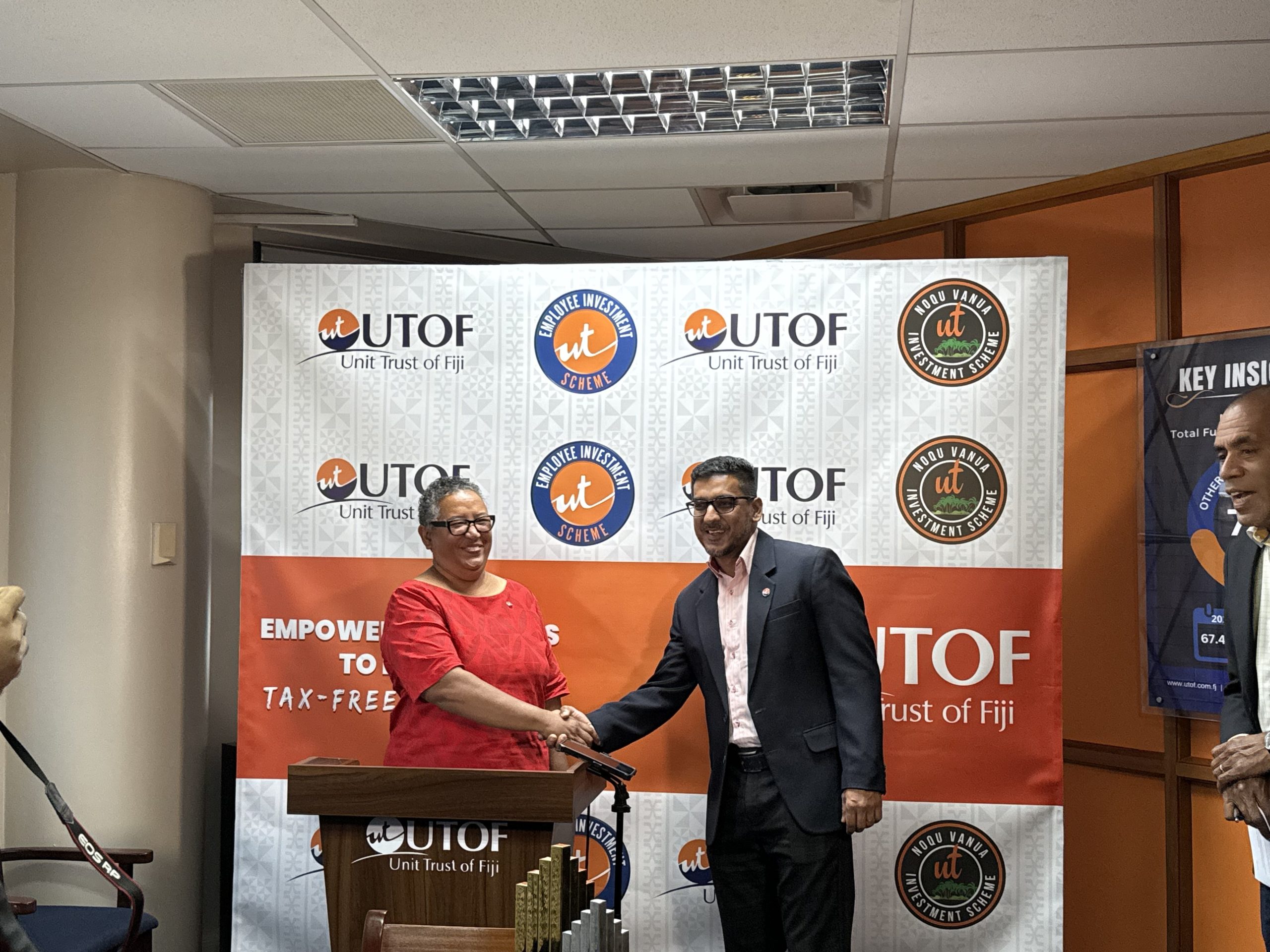 [L-R] UTOF board chairperson Lavinia Kaumaitotoya and UTOF chief executive officer Vilash Chand. Picture: JOSEFA SIGAVOLAVOLA