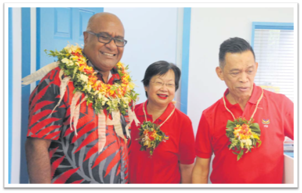 Deputy PM and Minister for Trade Manoa Kamikamica, SPBD Fiji chairperson Lorraine Seeto and SPBD Fiji general manager Elrico Munoz at the opening of their new headquarters in Suva yesterday. Picture: SUPPLIED