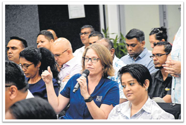 Natural Waters assistant general counsel, Marigold Moody makes her contribution during the Employment Relations (Amendment) Bill and Work Care Bill Consultation at the Holiday Inn on Monday. Picture: KATA KOLI