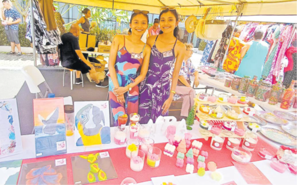 Mahima, left and Suhani Deo with their creations. Picture: DIONISIA TABUREGUCI