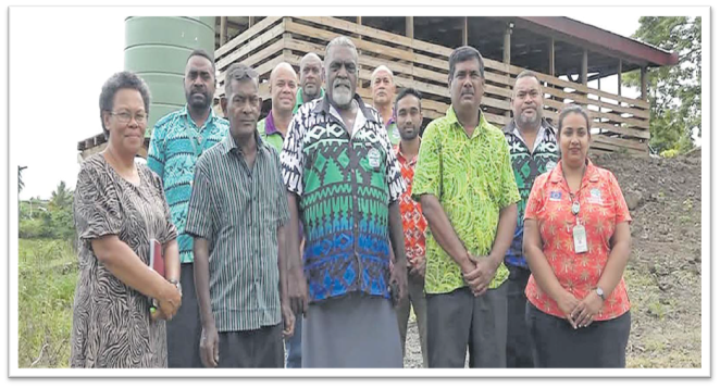 Assistant Minister for Agriculture and Waterways Tomasi Tunabuna, centre, and a team from the ministry visited goat farmer Vijen Prasad (second from right) at his farm in Vatusui, Ba. Picture: SUPPLIED/MINISTRY OF AGRICULTURE