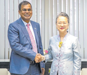 Prof Prasad met with UNESCAP executive secretary, Armida Salsiah Alisjahbana,during the high-level Regional Consultation on Financing for Development in Asia and the Pacific at the UN Conference Centre in Bangkok last week. Picture: FIJI GOVERNMENT
