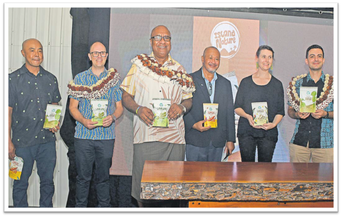 Deputy PM and Minister for Trade, Co-operatives, Small and Medium Enterprises and Communication Manoa Kamikamica with Lami Kava managing director Donny Yee, far left, and guests during the launch of the Lami Kava’s new dehydrated green instant kava powder at the Lami Kava factory at Veisari outside Lami yesterday. Picture: JONACANI LALAKOBAU