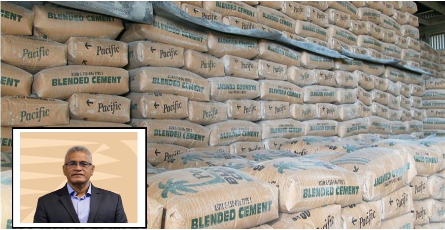 Pacific Cement Limited (PCL) will temporarily cease production for the next two to three months. Insert: FHL Group CEO Jaoji Koroi. Picture: FILE.