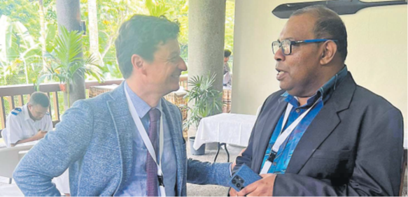 Airports Council International Asia-Pacific and Middle East director general Stefano Baronci and Fiji Airports Ltd CEO Mesake Nawari at the RAMM3 in Suva. Picture: FIJI AIRPORTS