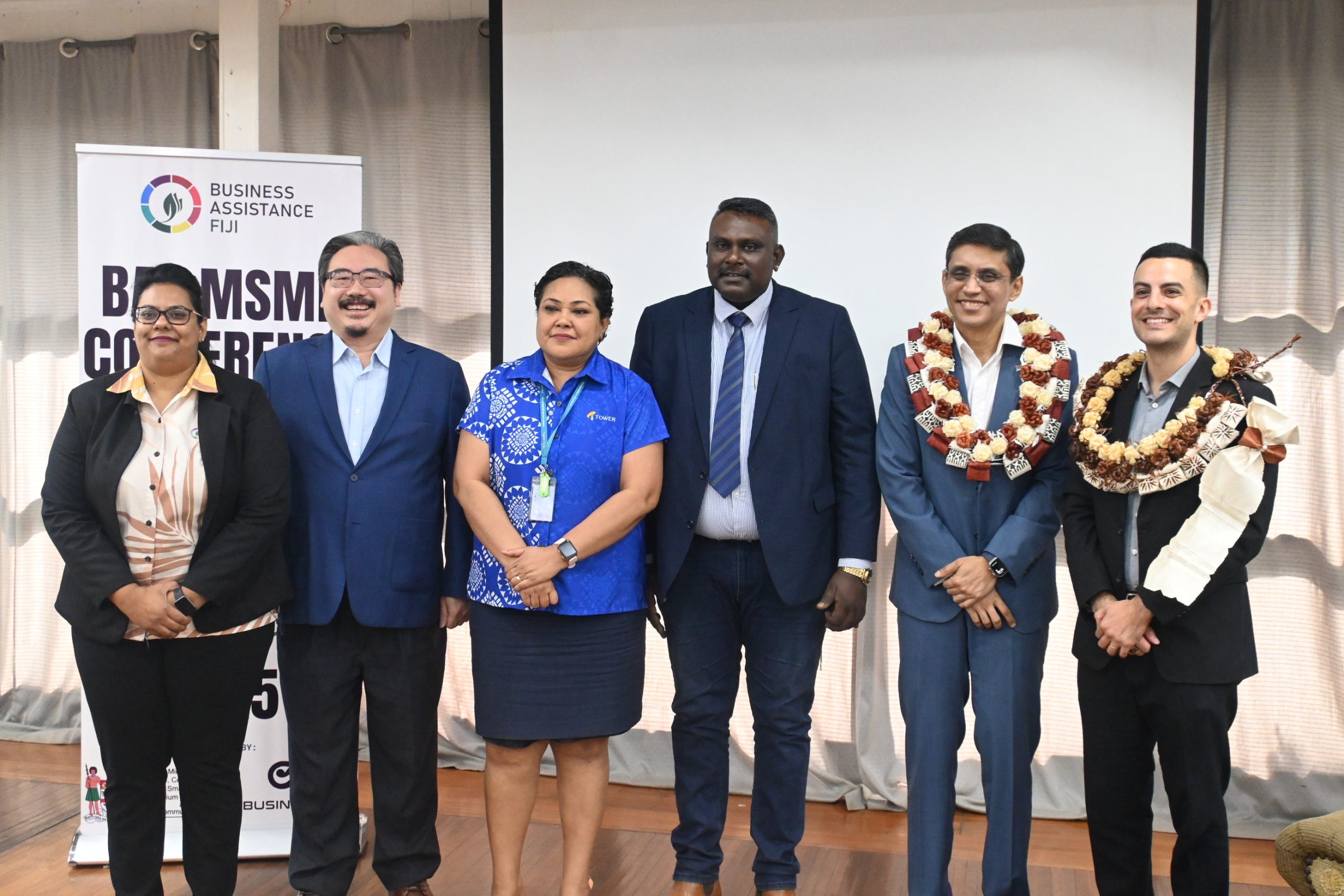 Capital Insurance chief executive officer David Ariff Chan [second left] at the launch of the BAF MSME conference in Suva last week. Picture: JOSEFA SIGAVOLAVOLA.