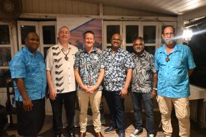 Outgoing New Zealand Pacific Trade Commissioner David Dewar and members of the FNZBC at the farewell gathering in Suva on Thursday, last week.