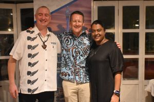 FNZBC President James Trusler, Outgoing New Zealand Pacific Trade Commissioner David Dewar and Ashwini Trusler at the farewell gathering in Suva on Thursday, last week.
