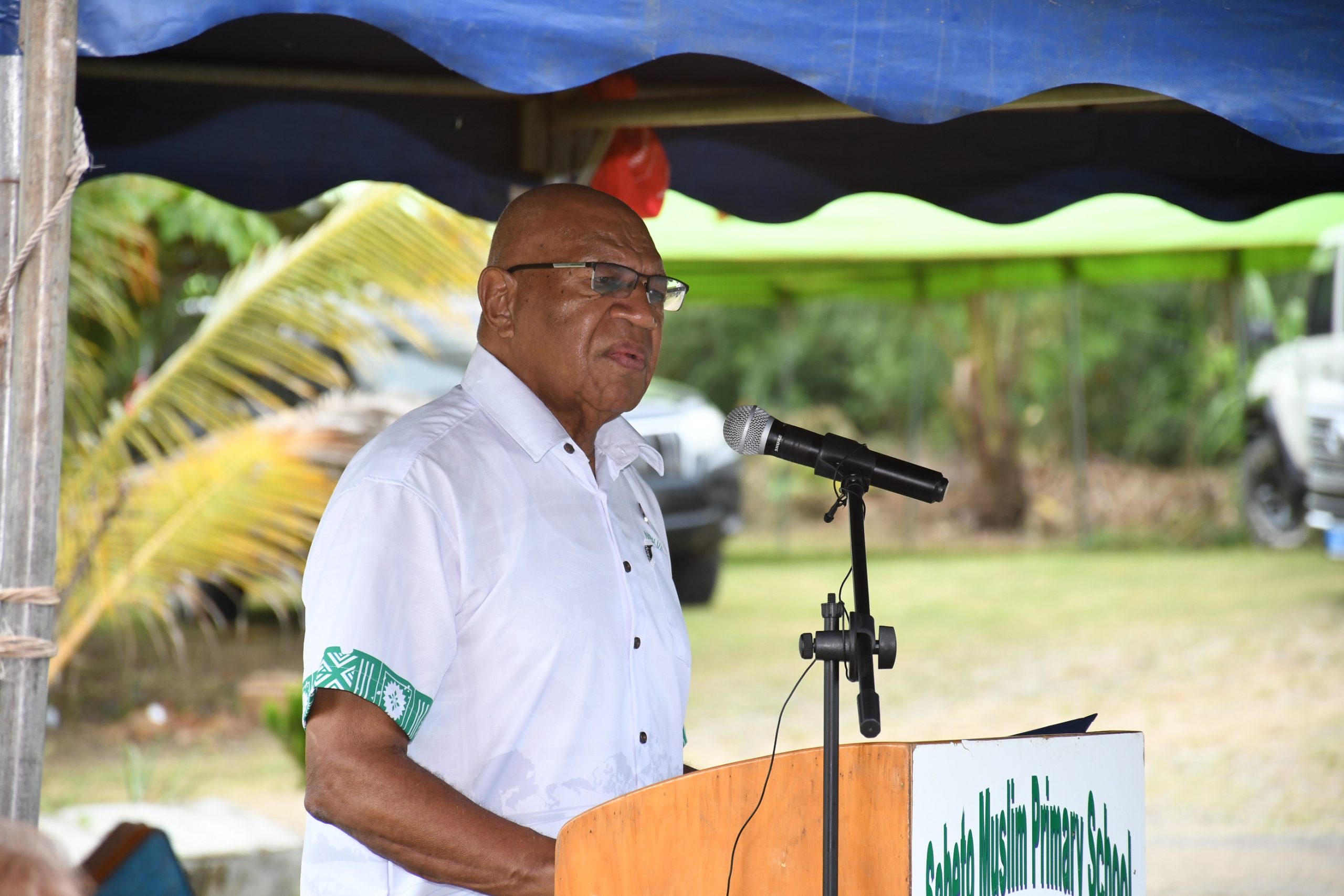 Prime Minister Sitiveni Rabuka speaking at the ground breaking ceremony for New Valley Processors (Fiji) Pte Ltd’s new processing and cold chain facility in Naboutini, Sabeto in Nadi. Picture: REINAL CHAND