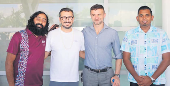 Visiting top coffee execs L-R: ONA Coffee Fiji director Maheer Prasad, Specialty Coffee Association CEO Yannis Apostolopoulos, ONA Coffee Australia CEO Sasa Sestic, Investment Fiji CEO Kamal Chetty. Picture: INVESTMENT FIJI