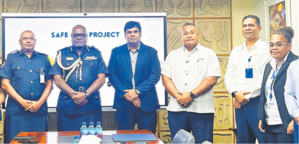 Telecom Fiji and Fiji Police teams after the signing of the Safe City project partnership in Suva this week. Picture: SUPPLIED/Telecom Fiji