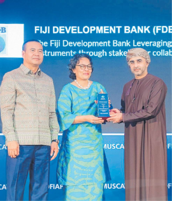 FDB general manager relationship & sales Titilia Kamil, centre, received the award on behalf of FDB. Picture: SUPPLIED