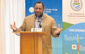 International Organisation of Migration Fiji chief of mission and sub-regional coordinatorSolomon Kantha addressing the migration training that was facilitated by the Fiji Commerce and Employers Federation. Picture: JOSEFA SIGAVOLAVOLA
