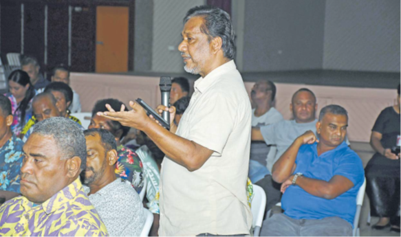 Shaukat Ali makes his submission during the budget consultation at Girmit Centre in Lautoka. Picture: BALJEET SINGH