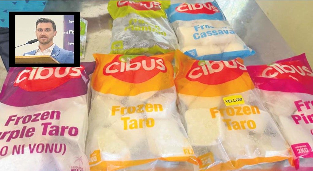 Samples of Fijian commodity exports. Inset: Fiji’s Trade Commissioner to Australia and New Zealand Daniel Stow. Pictures: INVESTMENT FIJI