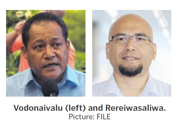 FNPF chief executive offi cer Viliame Vodonaivalu and Merchant Finance CEO Veilawa Rereiwasaliwa. Picture: FILE