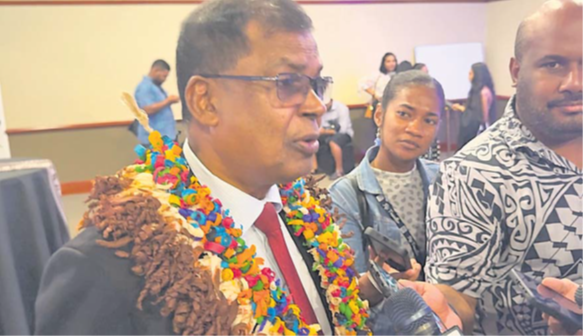 Deputy Prime Minister and Finance Minister Biman Prasad during a media briefing after the graduation last week at the Grand Pacific Hotel. Picture: JOSEFA SIGAVOLAVOLA