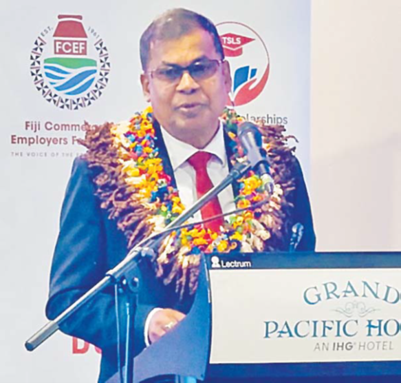 DPM and Finance Minister Biman Prasad addresses the pilot graduation of the 21 recipients pioneering the “Graduate Business Start-Up Scheme” in Suva last week. Picture: JOSEFA SIGAVOLAVOLA